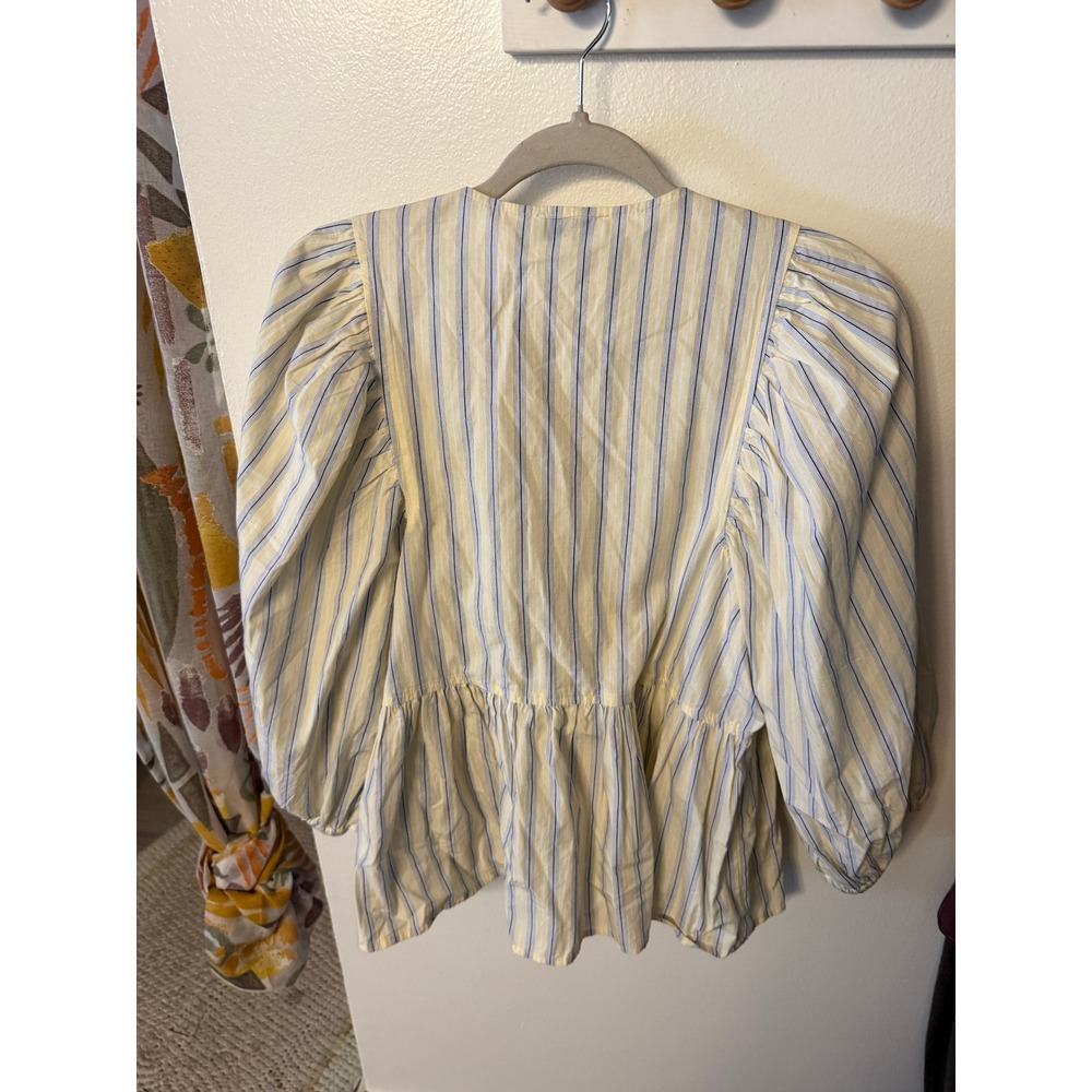 Boii peplum romantic ties open front‎ scandi girl preppy cotton striped MD euc - Picture 8 of 8